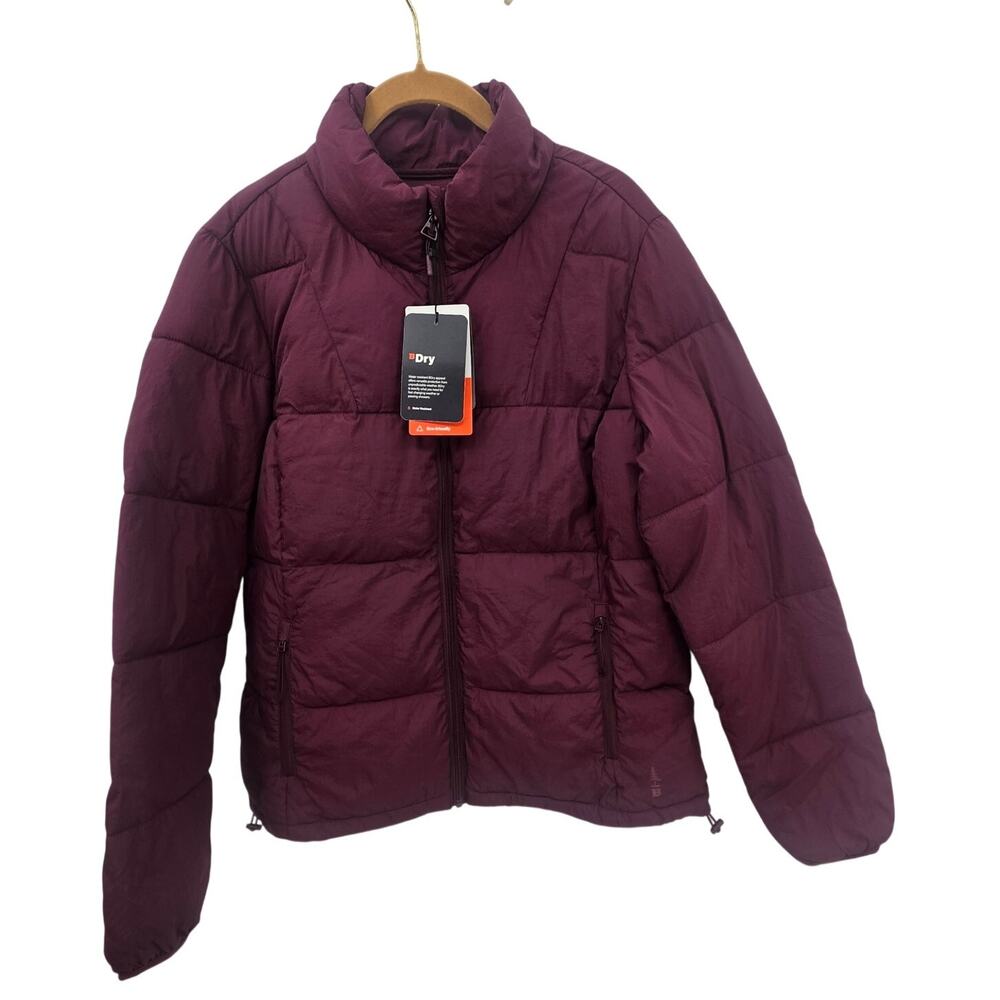 New NWT Bass Outdoor Puffer Jacket Medium Wine Red Fig